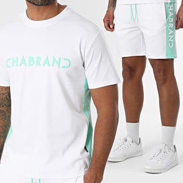 Chabrand - Ensemble Tee Shirt Et Short Jogging 60702 60722 Blanc Vert Clair